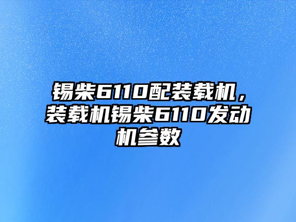 錫柴6110配裝載機，裝載機錫柴6110發動機參數